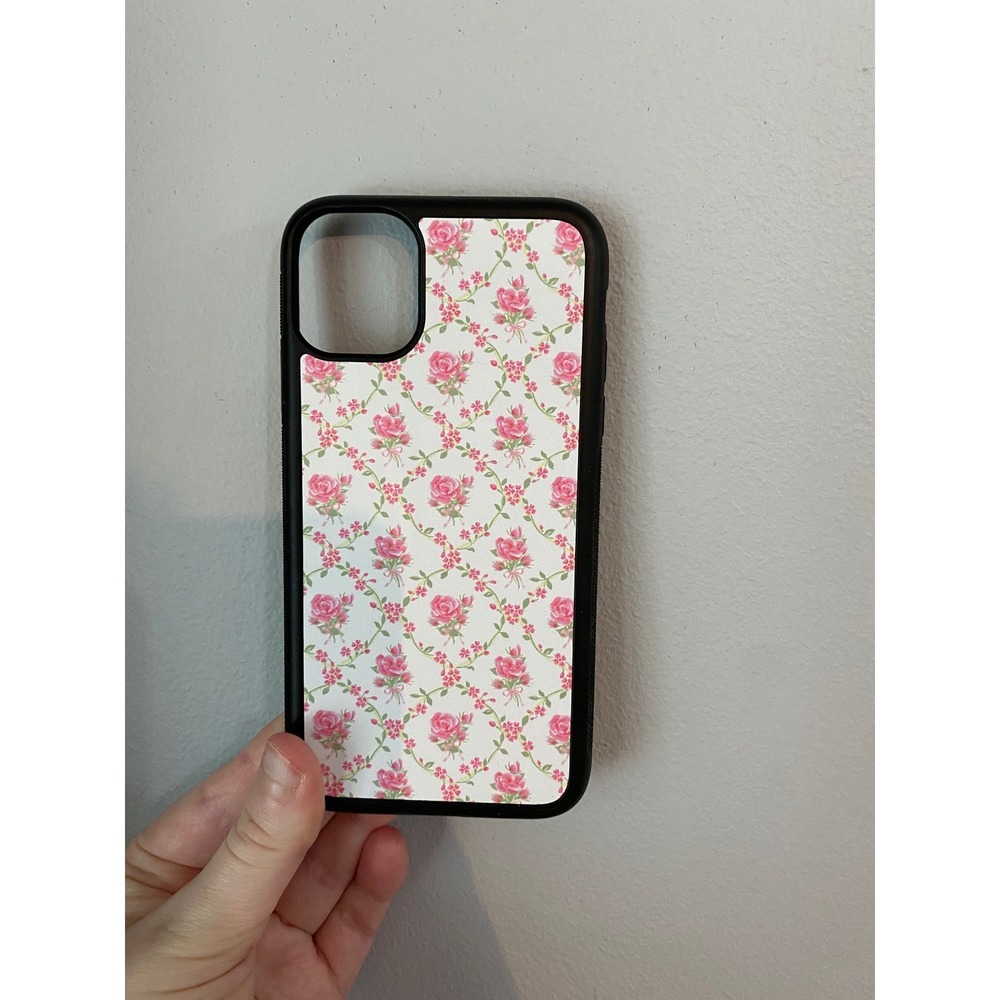 iPhone 11 Phone Case Unisex iPhone 11 Black Pink White Floral Rose Pattern